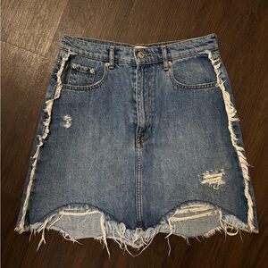 Zara Denim Distressed Skirt